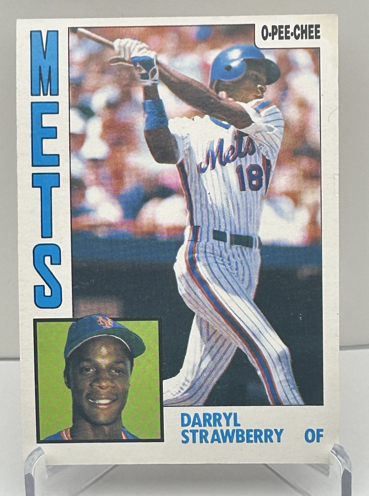 1984 O-Pee-Chee – Darryl Strawberry #182 (RC) New York Mets, Outfield, Baseball.