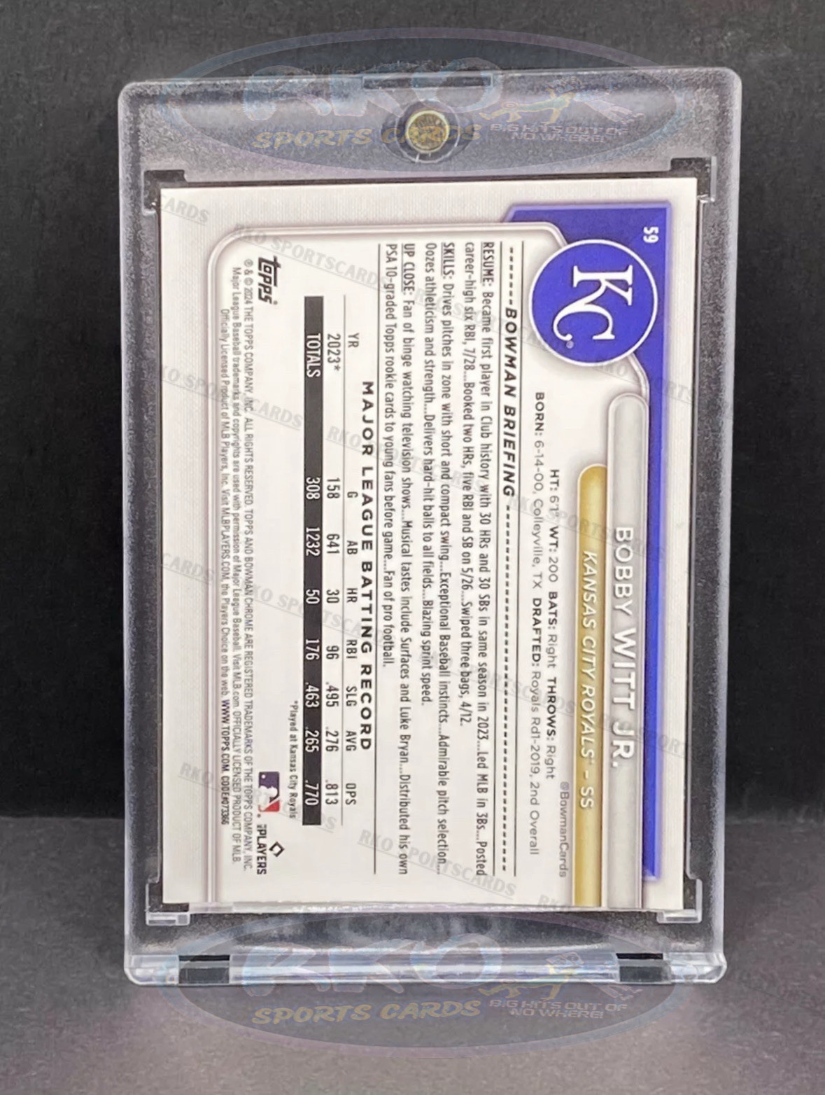 Bobby Witt JR RARE MOJO REFRACTOR INVESTMENT CARD SP ROYALS BOWMAN CHROME MINT