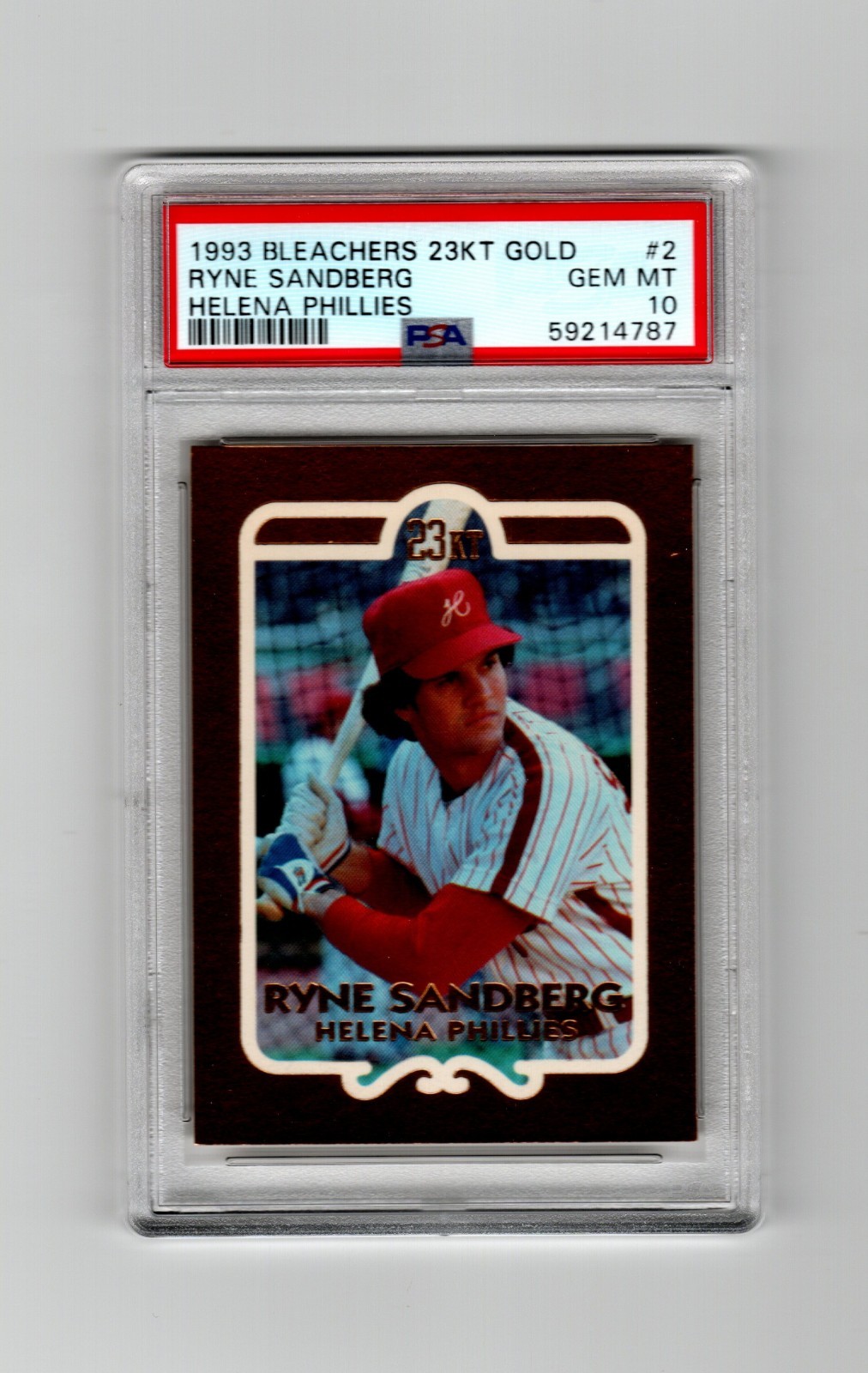 1993 Bleachers Ryne Sandberg 23kt Gold LTD. OF 10,000 Graded 10 pop 3 Rare