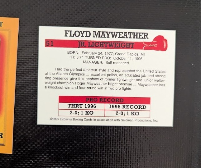 Floyd Mayweather Jr 1997 Reprint Brown’s Boxing RC 11th Set Card *RARE* RP
