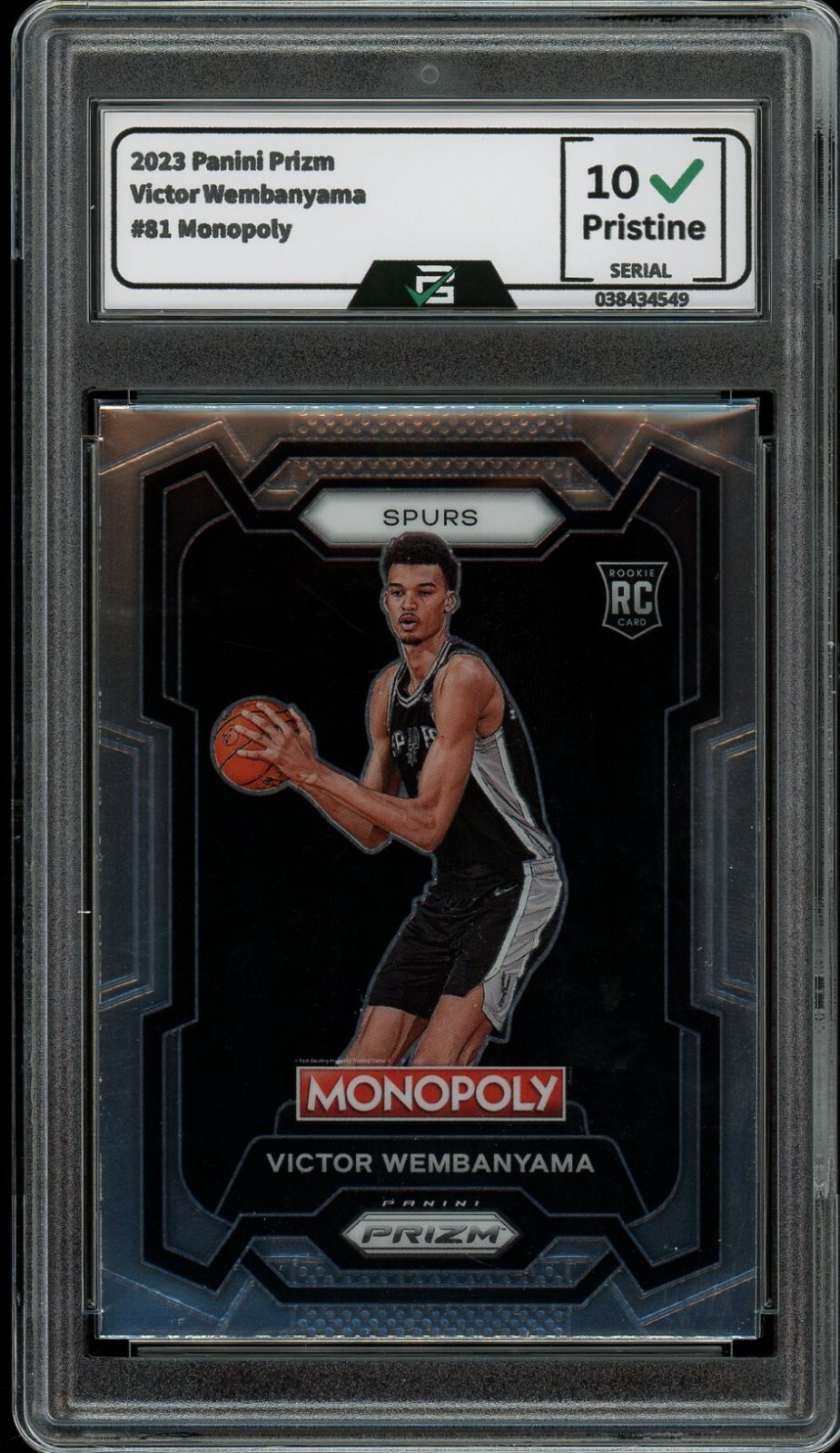 2023 Panini Prizm #81 Victor Wembanyama GRADED 10 Monopoly RC Rookie Card