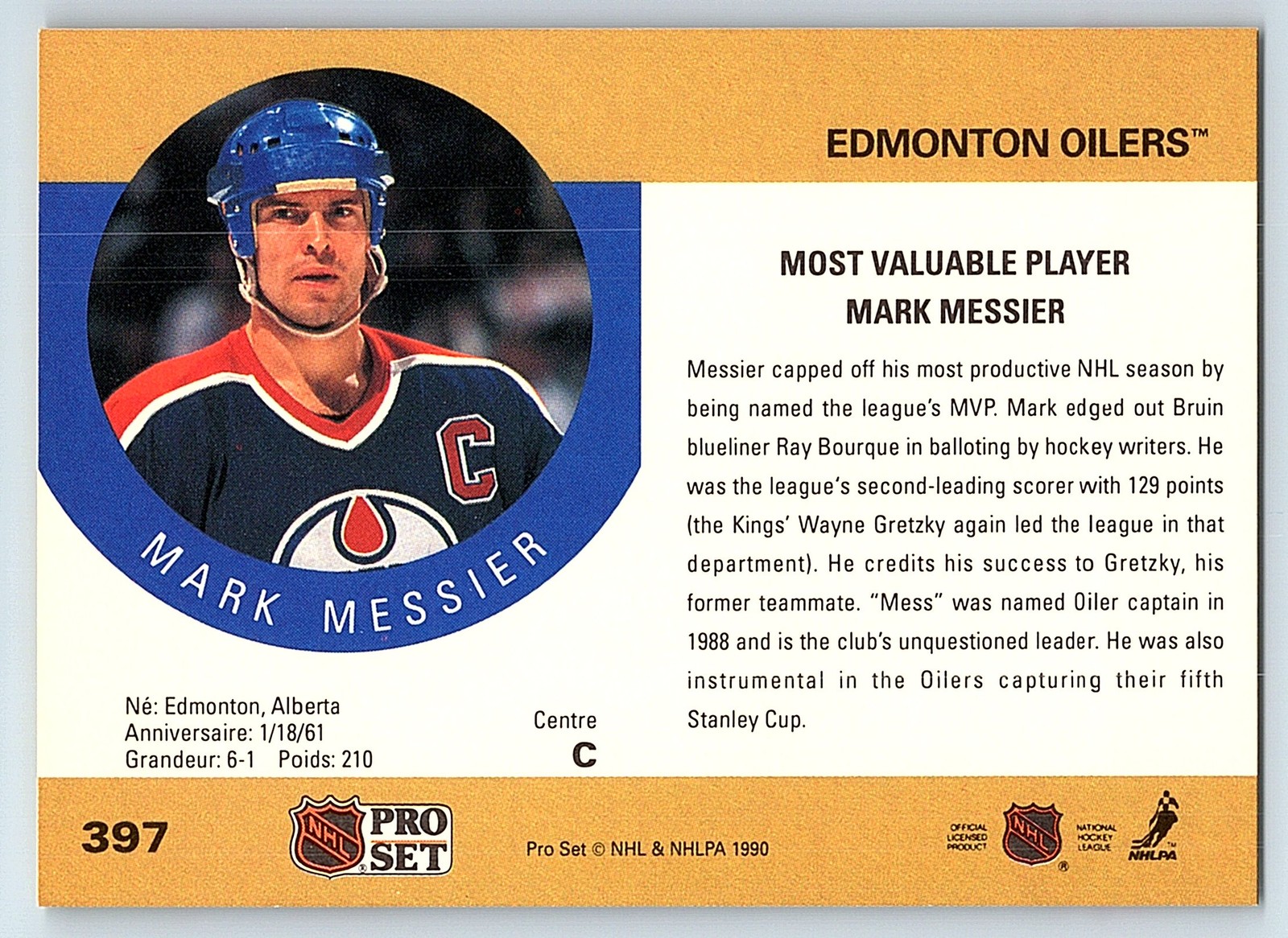 1990-91 Pro Set #397 Mark Messier