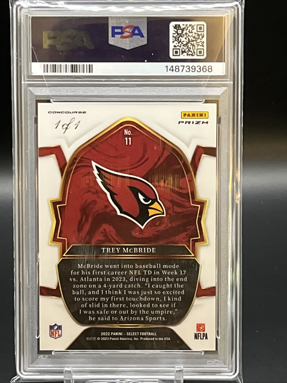 2022 Panini Select Concourse Black Disco 1/1 #11 TREY MCBRIDE PSA 9 ONE OF ONE