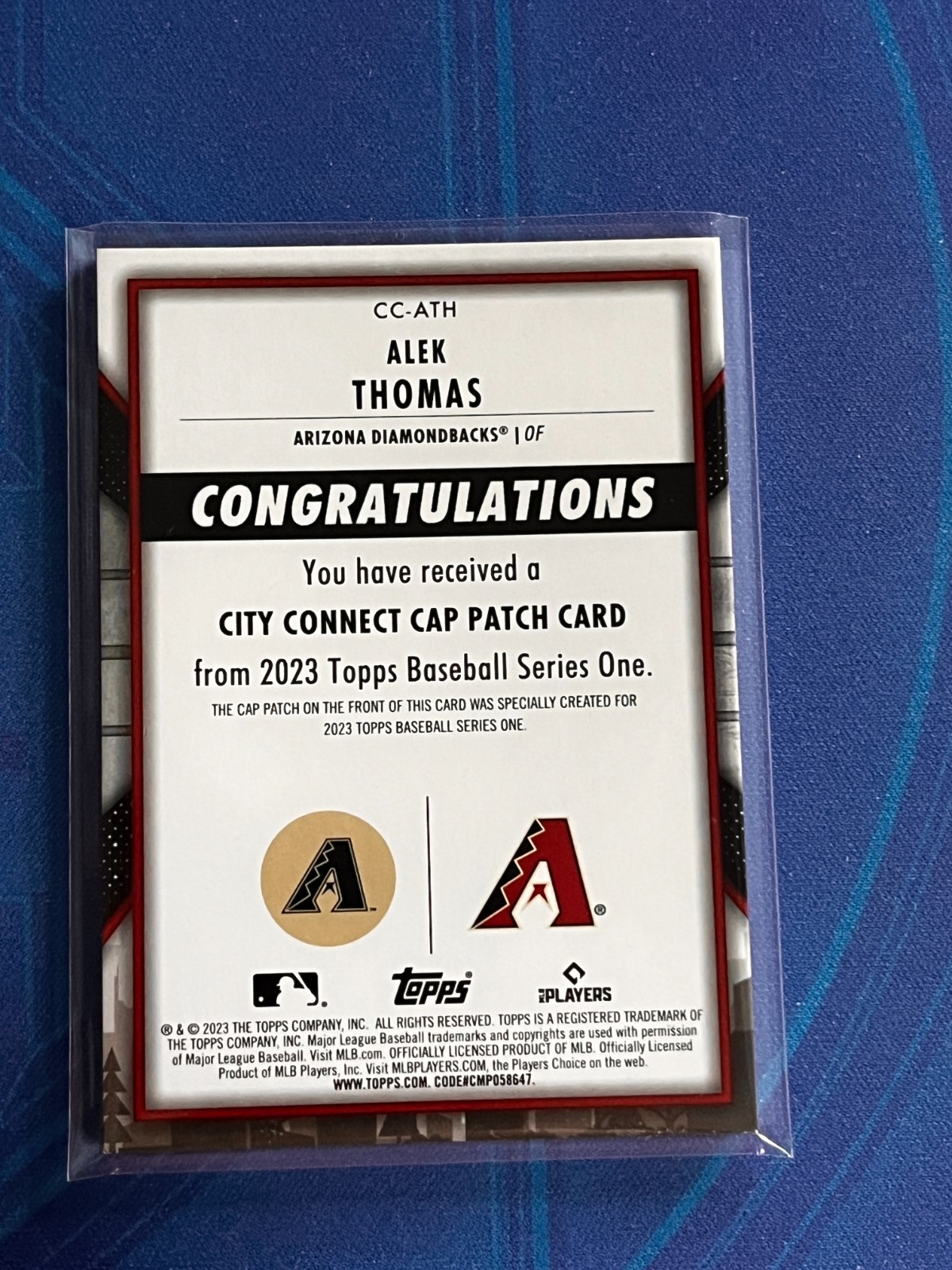 ALEK THOMAS 2023 Topps Series 1 City Connect Cap Patch Relic #CC-ATH