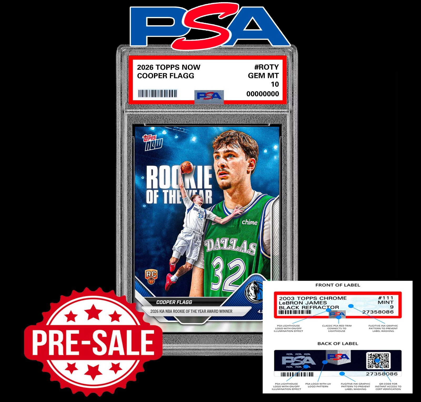 PSA 10 Cooper Flagg RC Rookie 2026 Topps Now ROTY Presale