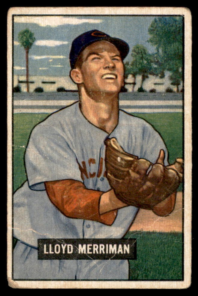 1951 Bowman #72 LLOYD MERRIMAN Cincinnati Reds VG (Light Wrinkles)