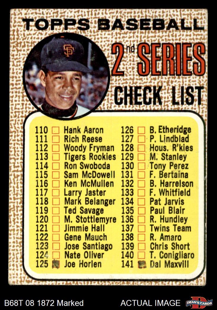 1968 Topps #107 Juan Marichal Checklist 2 Inset photo varies Giants 1 – POOR