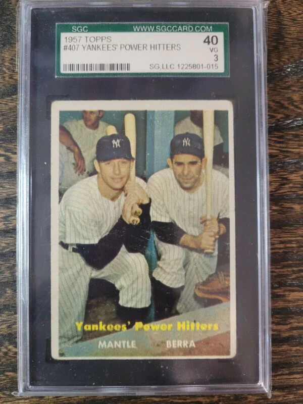 1957 TOPPS MICKEY MANTLE 407 YOGI BERRA POWER HITTERS VG SGC 3 NEW YORK YANKEES