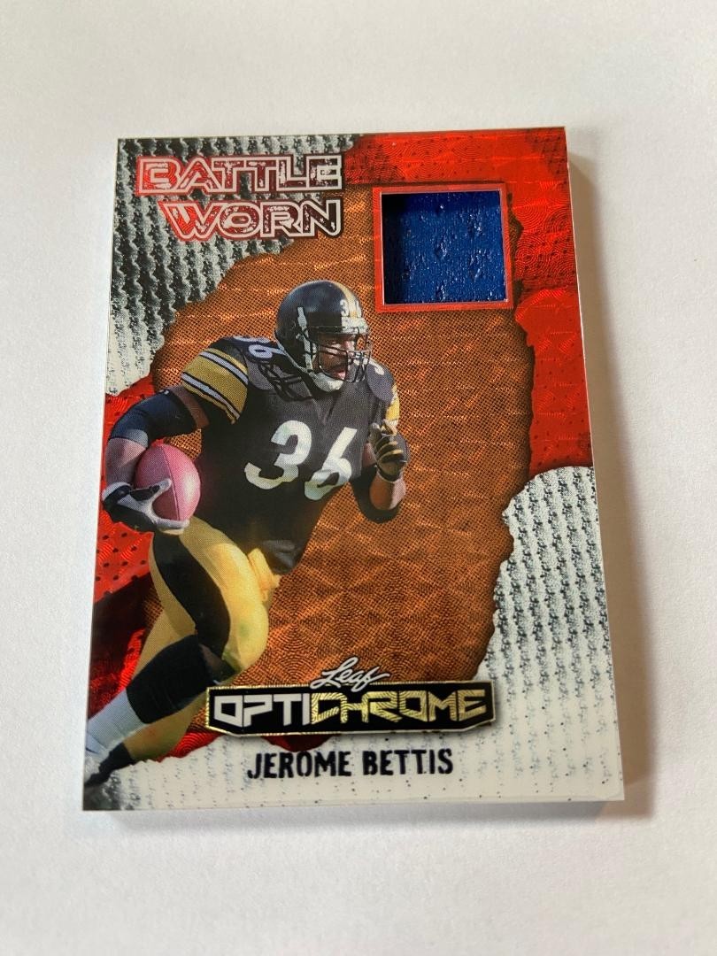 Jerome Bettis 2025 Leaf Optichrome Battle Worn GU Patch Card Steelers SSP #1/1