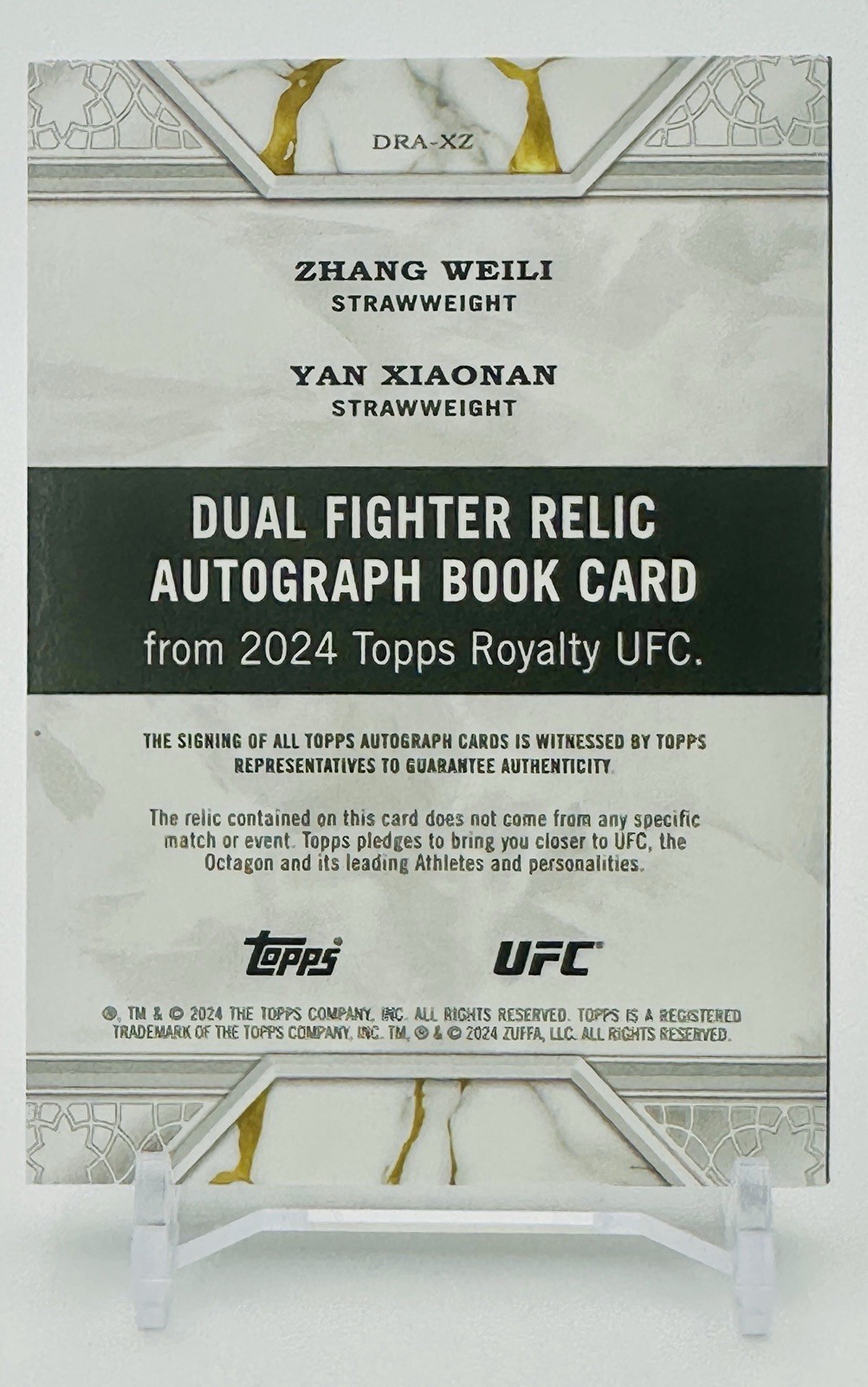 2024 Topps Royalty UFC – Dual Fighter Relic Auto – Zhang Weili Yan Xiao Nan /5