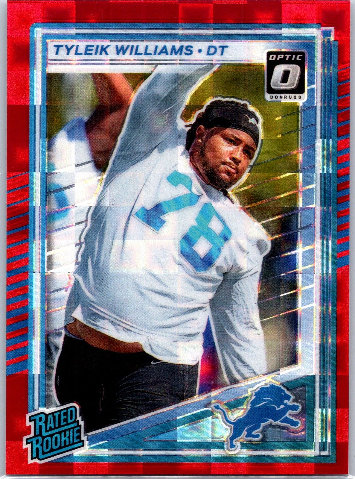 2025 Donruss Tyleik Williams #360 Optic Preview Red Pandora RC – Detroit Lions