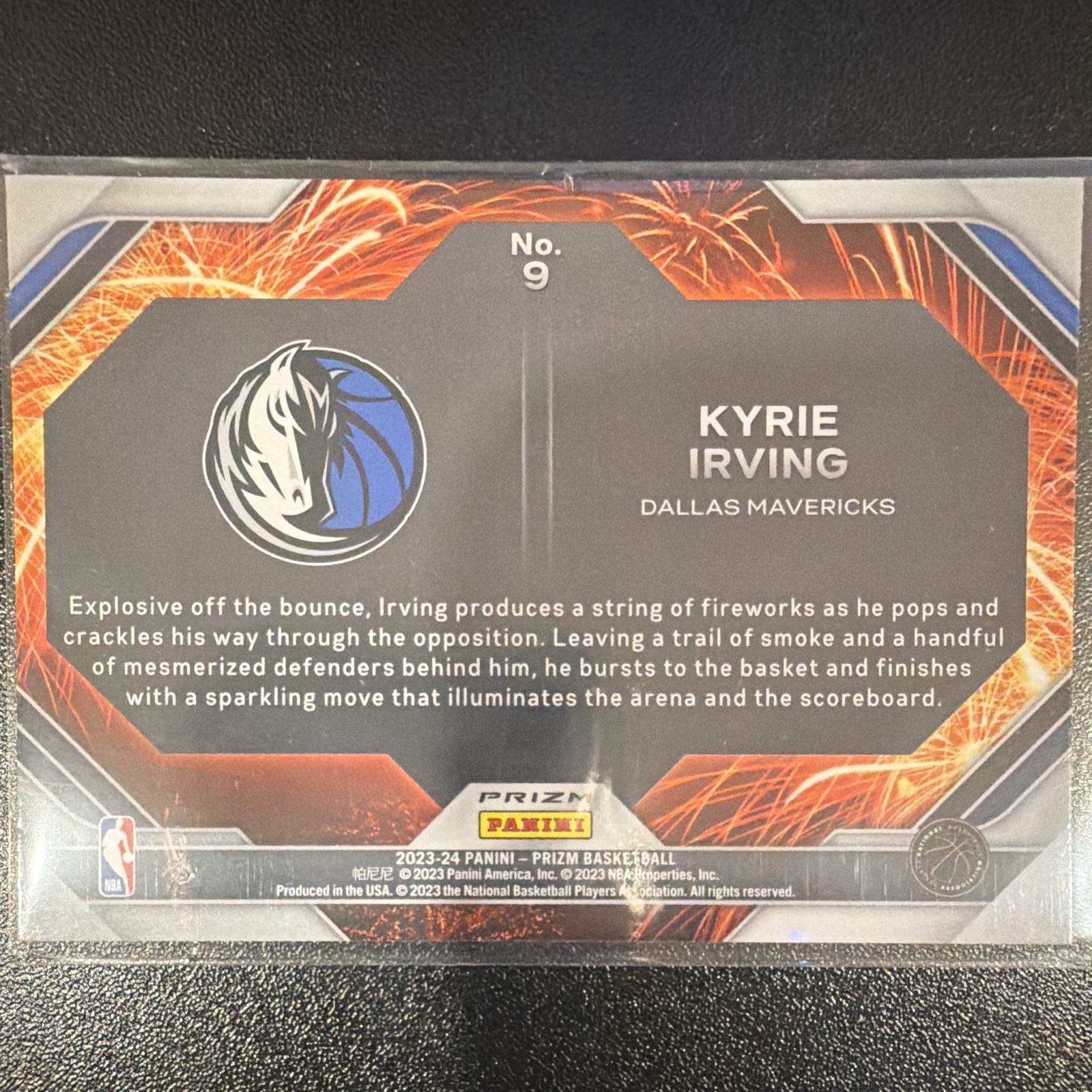 2023-24 Panini Prizm – Fireworks Kyrie Irving #9 Silver Prizm
