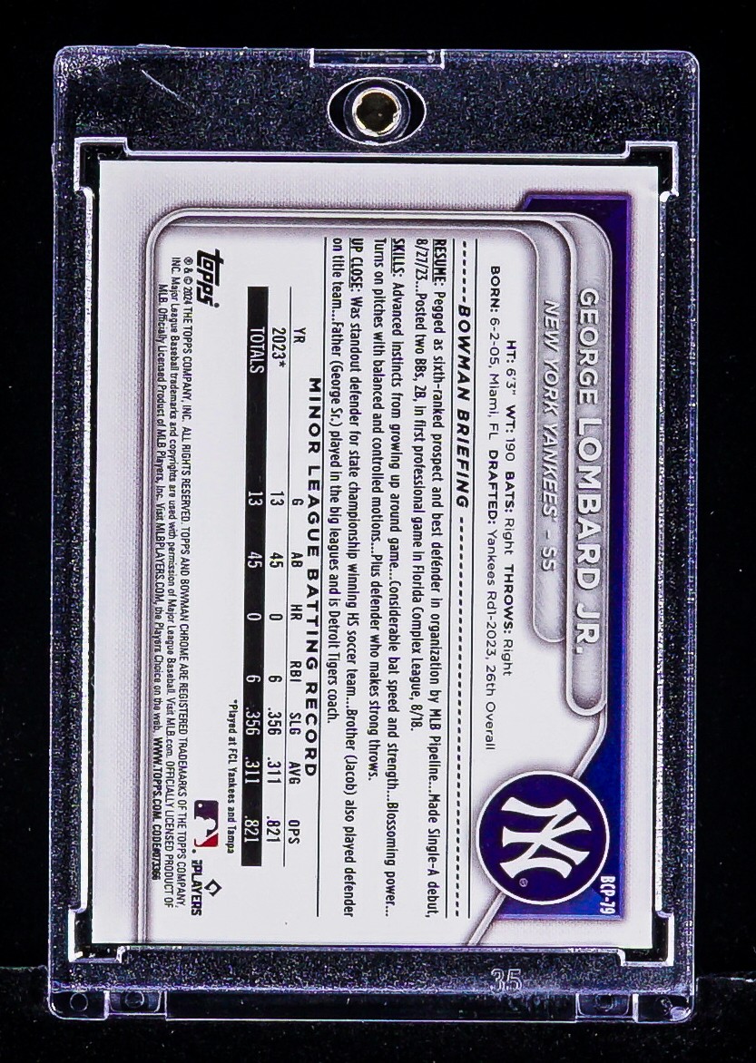George Lombard Jr. RARE 1ST BOWMAN MOJO REFRACTOR INVESTMENT ROOKIE CARD SP RC
