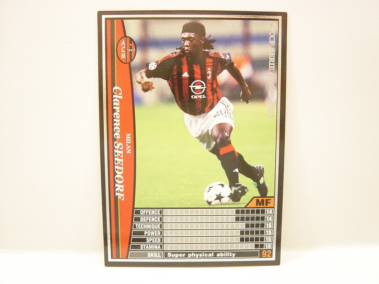 Panini WCCF 2002-03 Clarence Seedorf 1976 Dutch　No.20 AC Milan Serie A #155