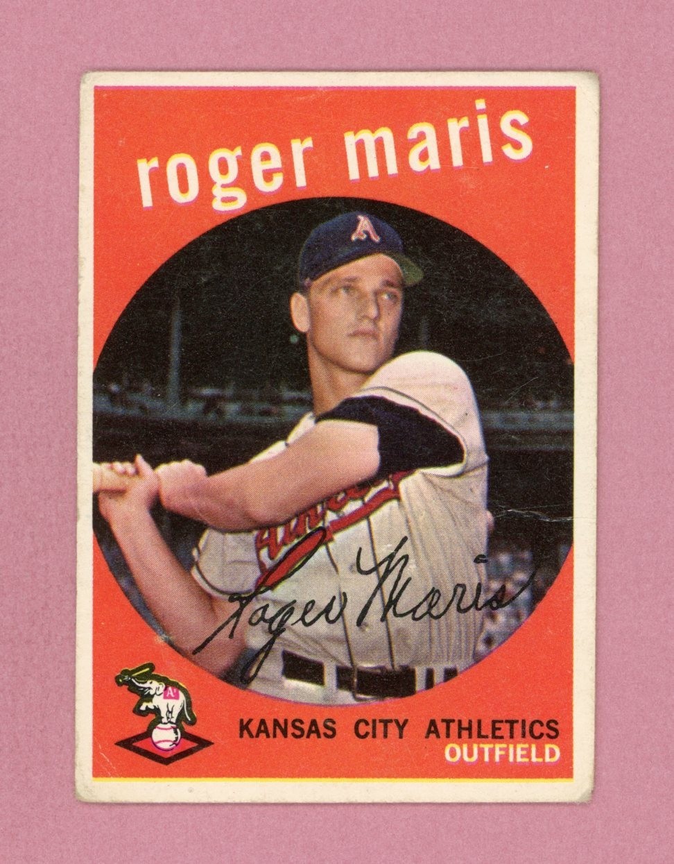1959 Topps #202 Roger Maris Kansas City Athletics Baseball Card Low Grade