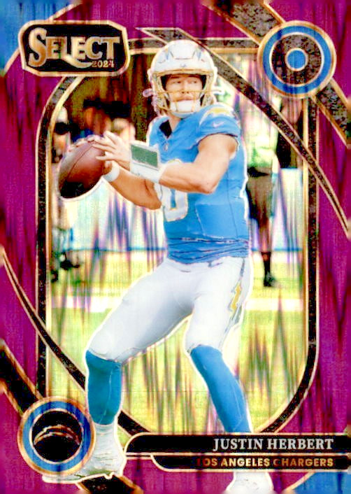 2024 Panini Select – Club Level Justin Herbert #232 Purple Shock Prizm /360