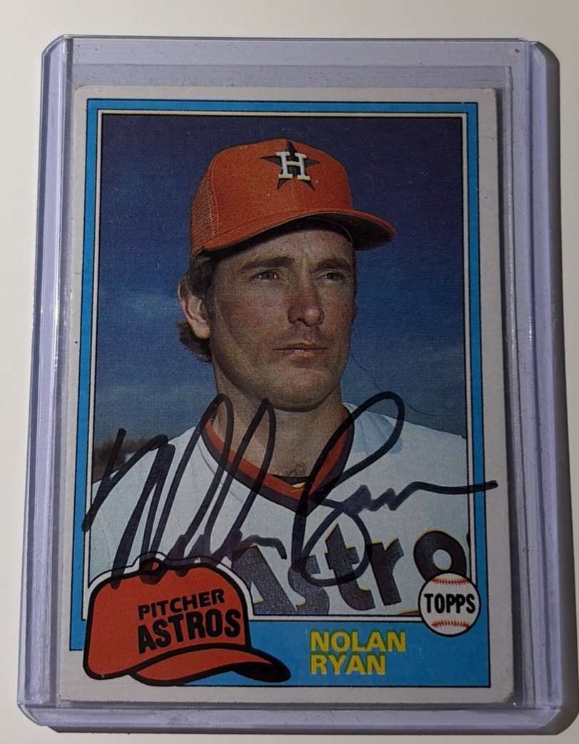 NOLAN RYAN Autographed MLB card TTM/IP signature 1981 Topps Vintage MLB Card
