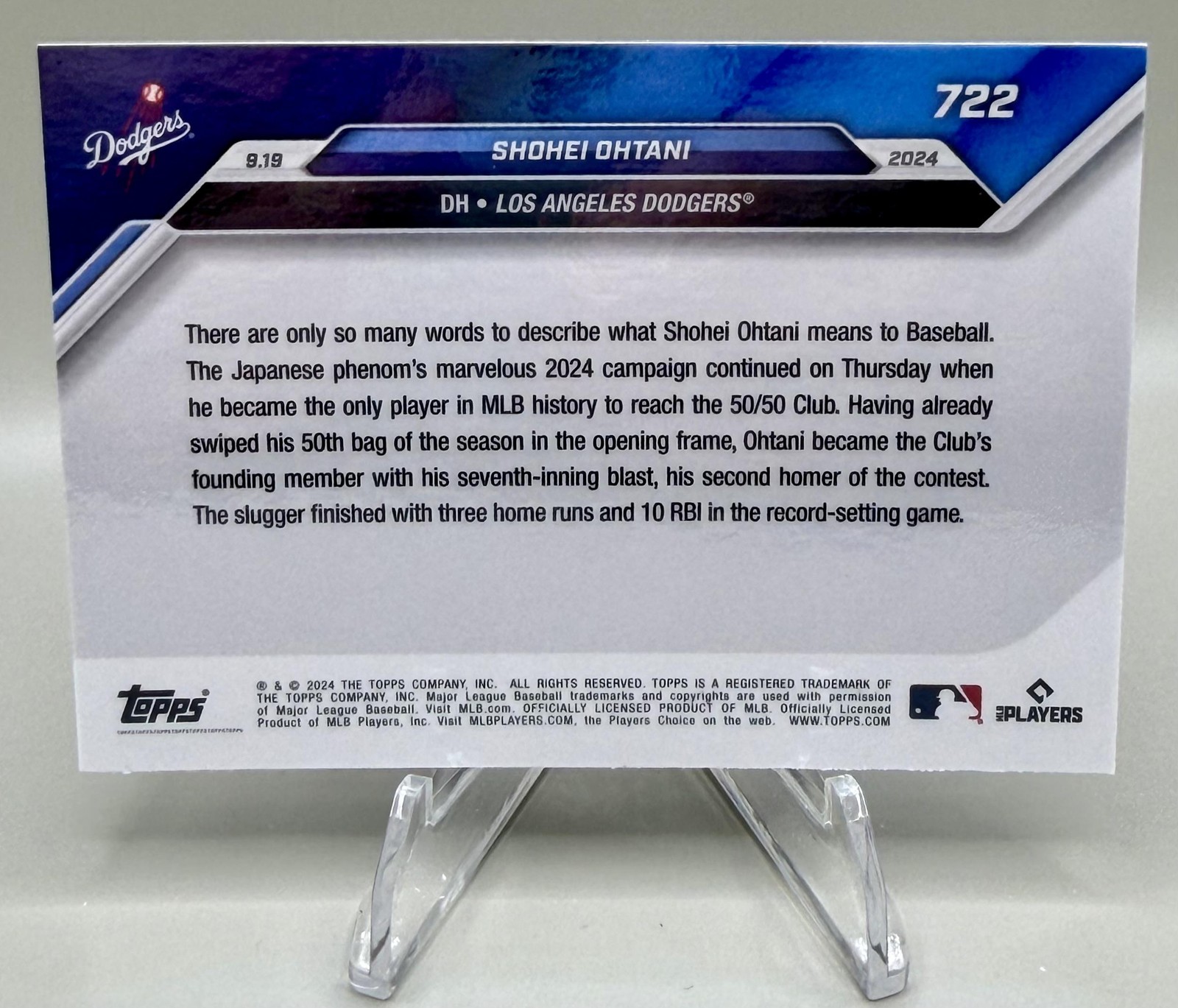 2024 Topps Now #722 Shohei Ohtani
