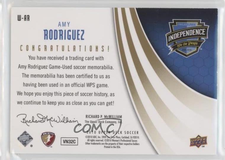 2010 Upper Deck WPS Materials Amy Rodriguez #W-AR Rookie RC 7xr