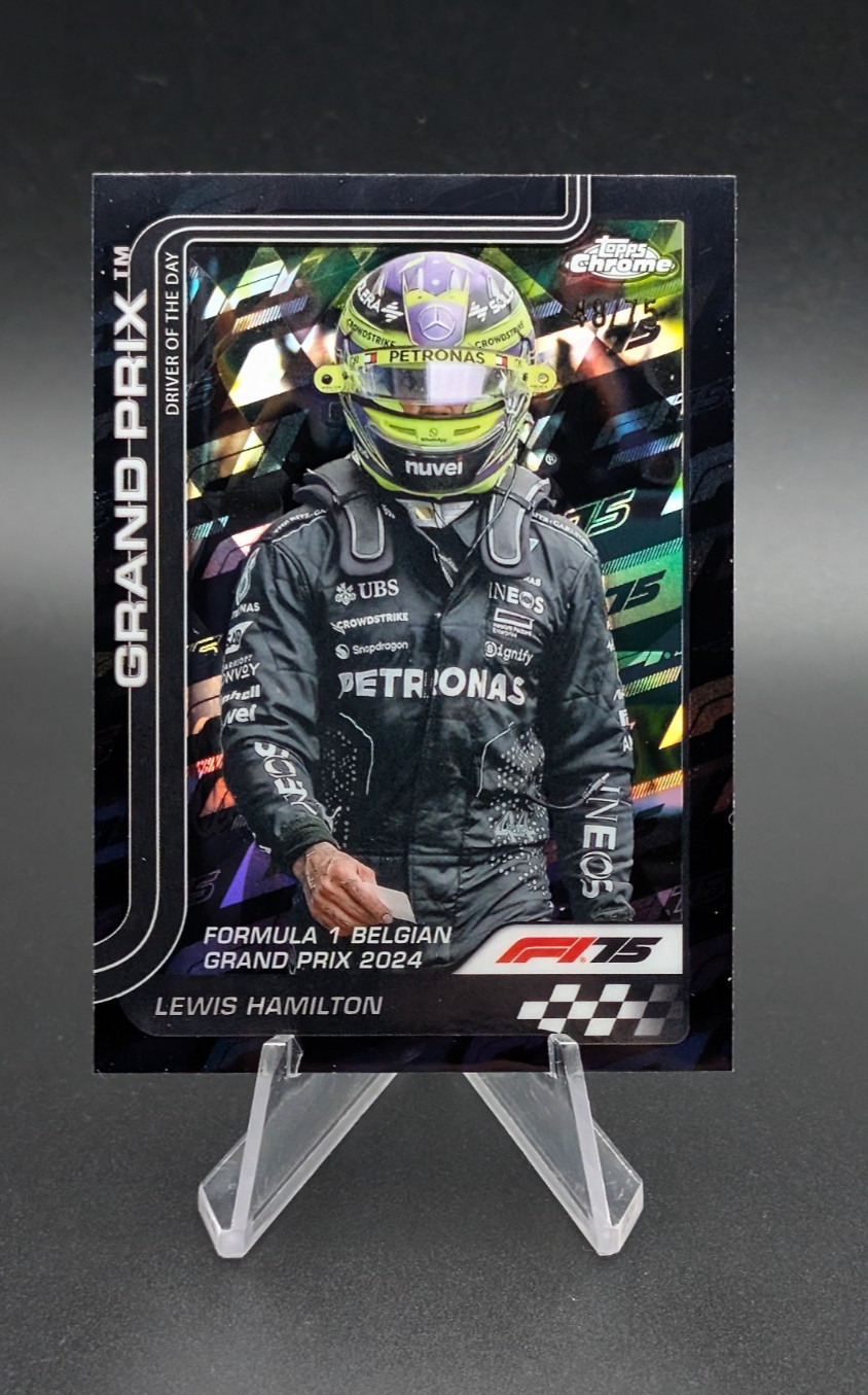 #/75 2025 Topps Chrome F1 LEWIS HAMILTON 75th Refractor Black #/75 Mercedes F1