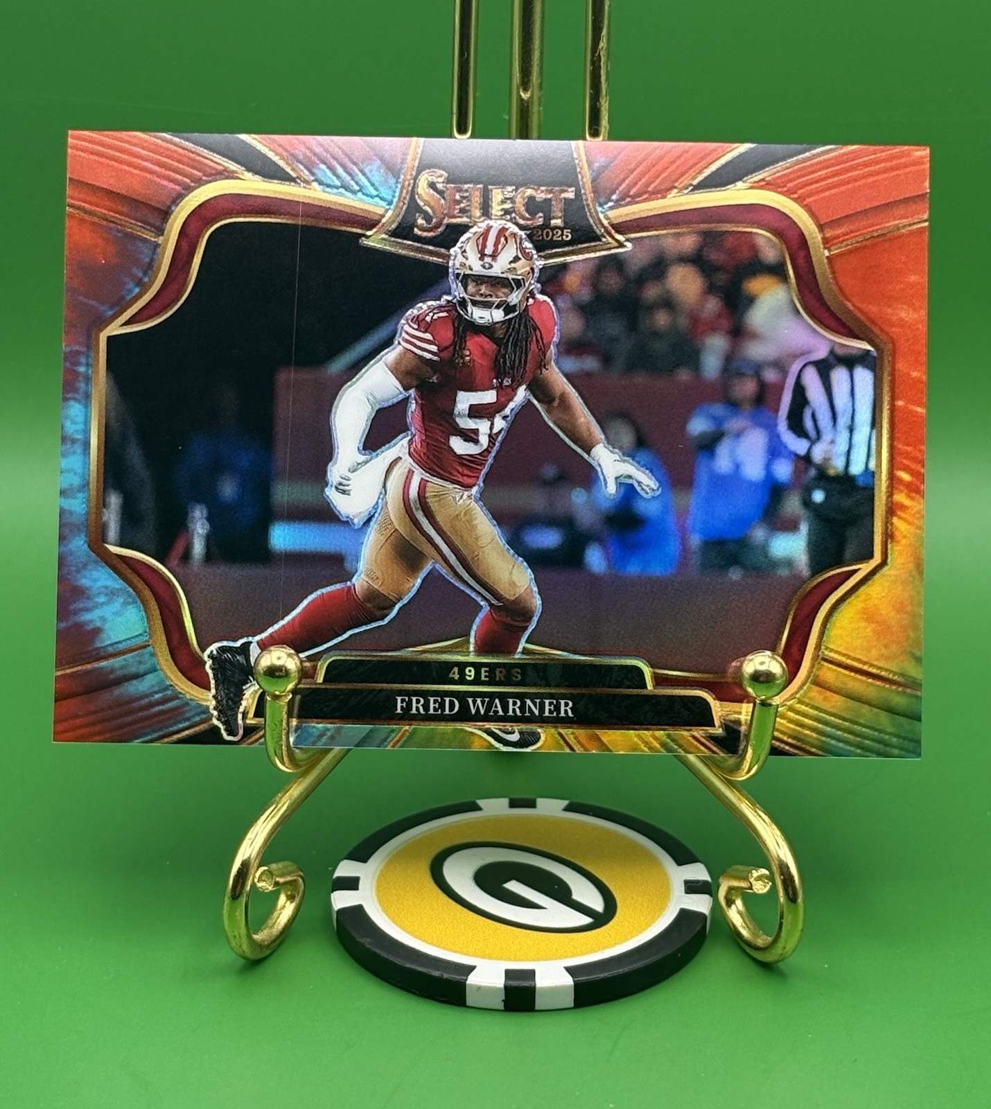 2025 Panini Select Field Level Fred Warner Tie-Dye 11/25 Prizm SP #417 49ers