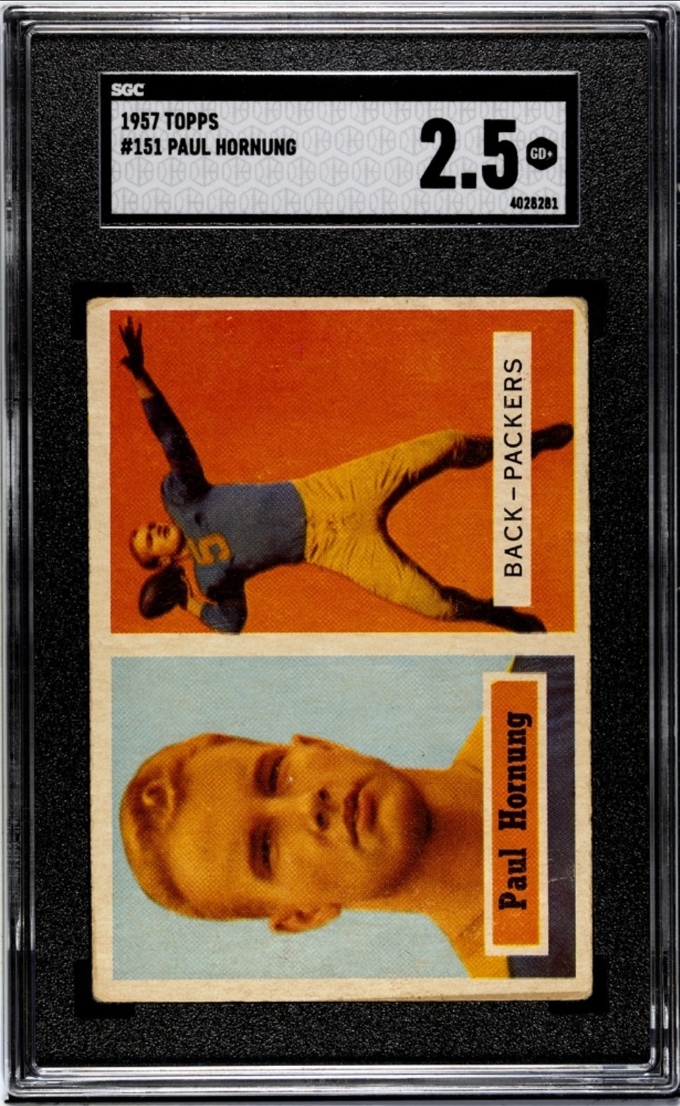 1957 Topps Paul Hornung #151 SGC Graded 2.5 GD+ Green Bay Packers