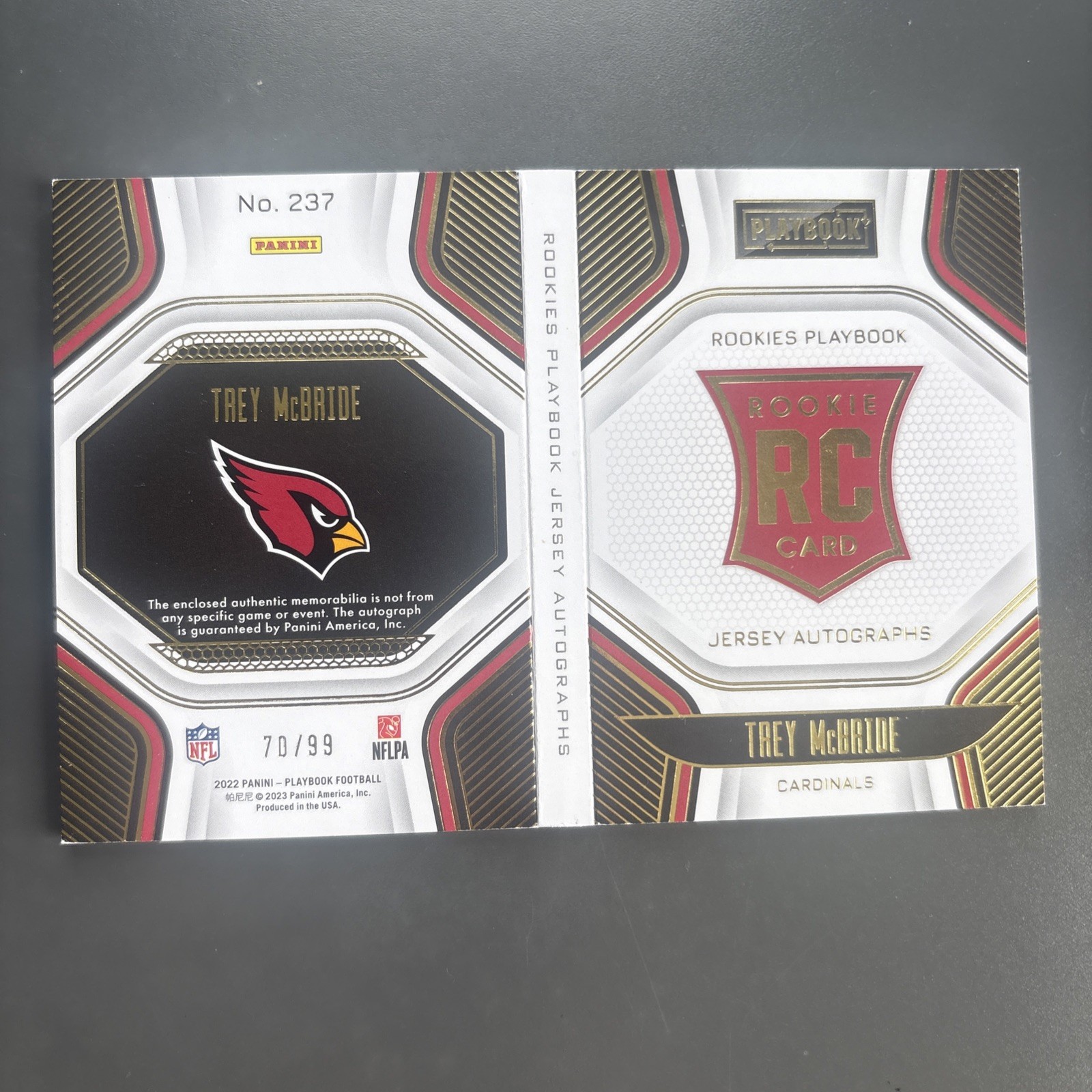 2022 Panini Playbook TREY MCBRIDE Rooke RC RPA Booklet Auto /49 #237 Cardinals