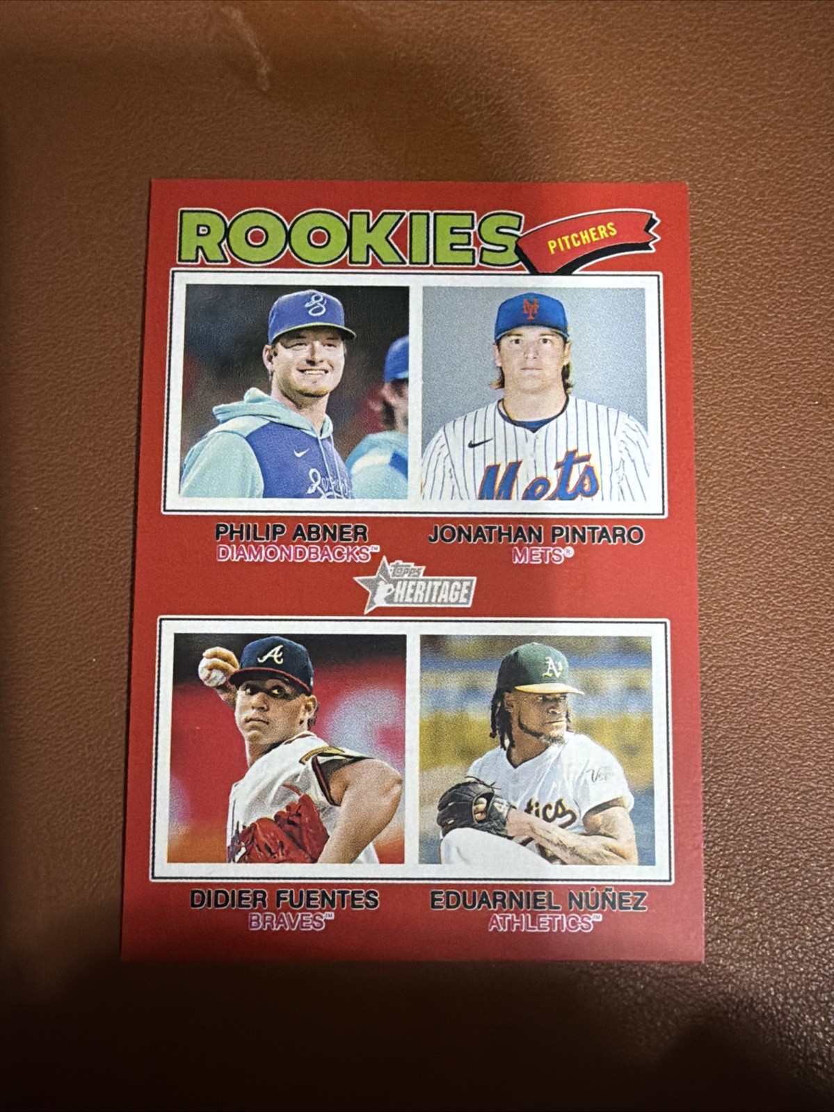 2026 Topps Heritage Quad Rookies Red Border (Abner, Pintaro, Fuentes, Nunez)(RC)