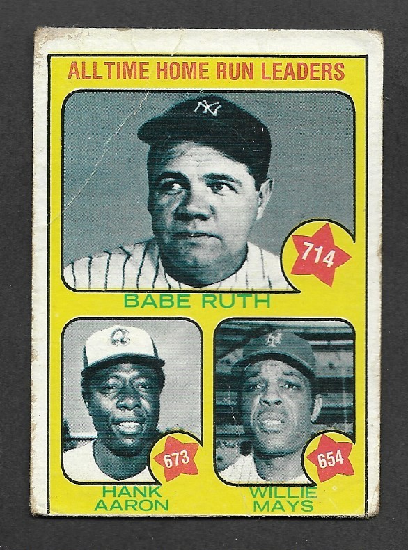 1973 ALLTIME HOME RUN LEADERS #1 Babe Ruth Hank Aaron Willie Mays