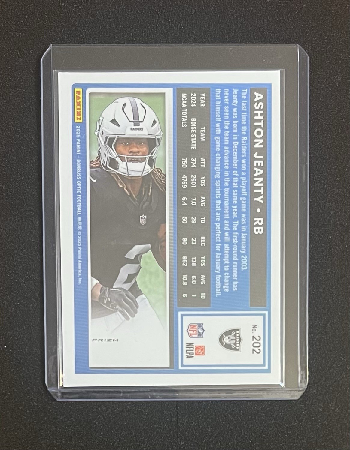 2025 Panini Donruss Optic – Rated Rookie Ashton Jeanty #202 Purple Shock…