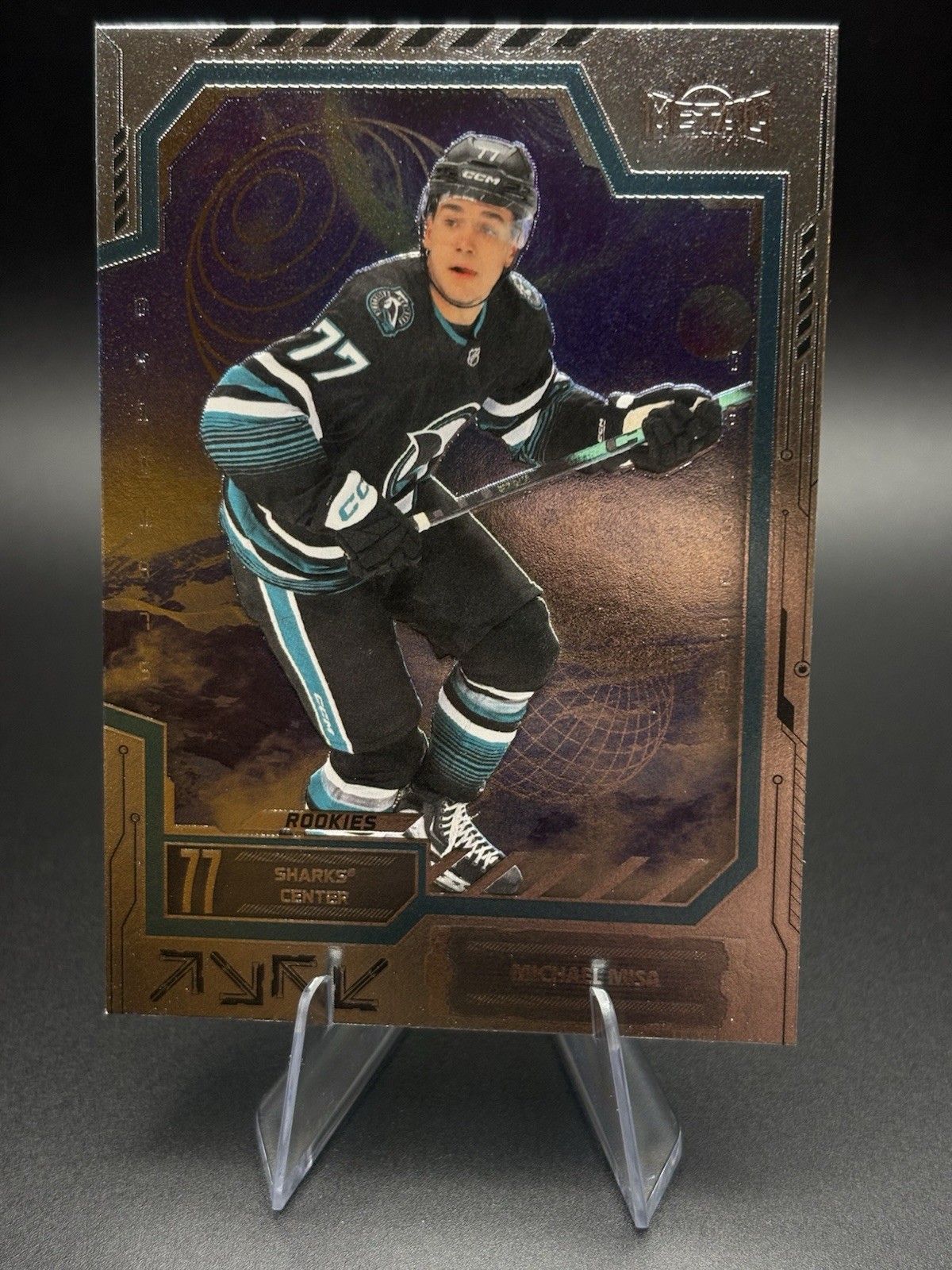 2025-26 Skybox Metal Universe – Michael Misa #126 San Jose Sharks (RC)