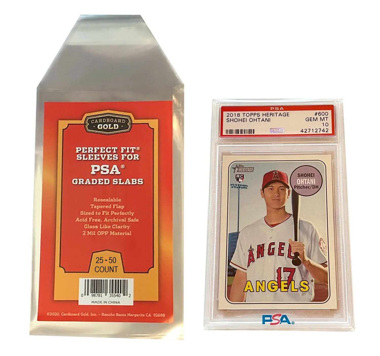 (25-50) Cardboard Gold Perfect Fit Loose Graded Sleeves PSA Slabs FREE SHIPPING