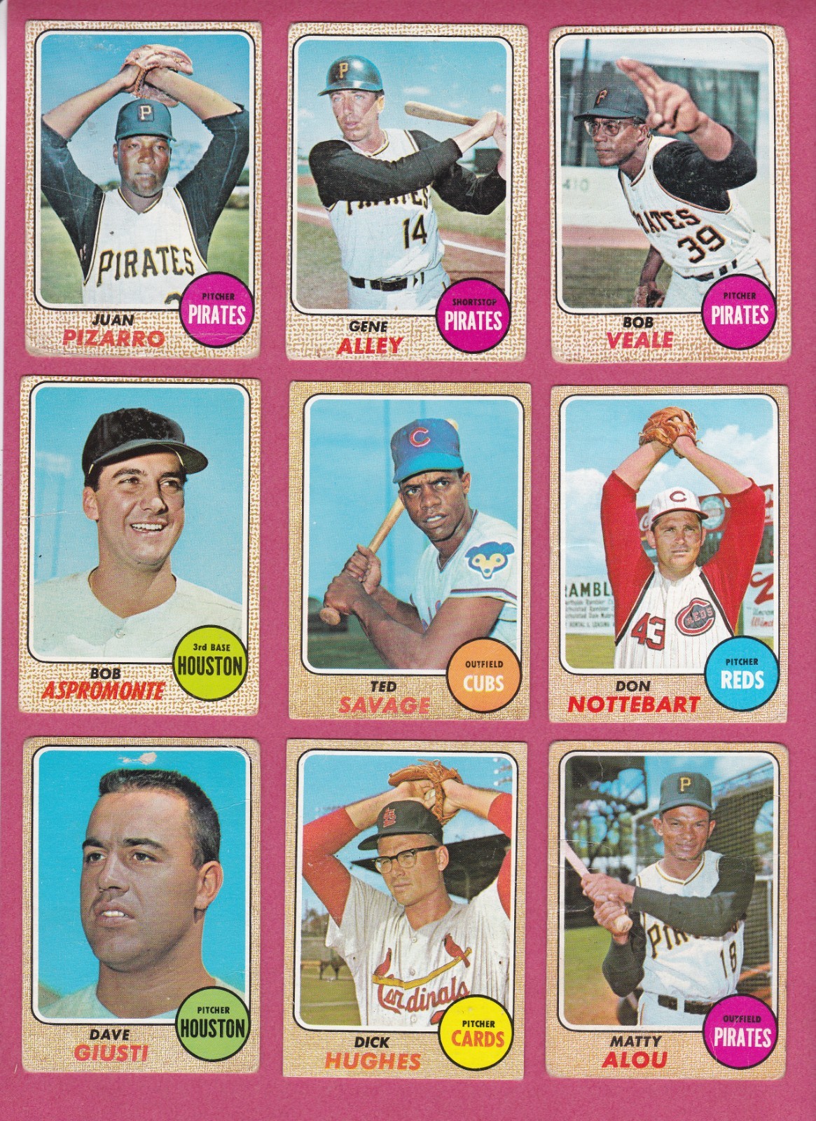1968 Topps Baseball Cards – commons, poor/fair/good condition, filler cards