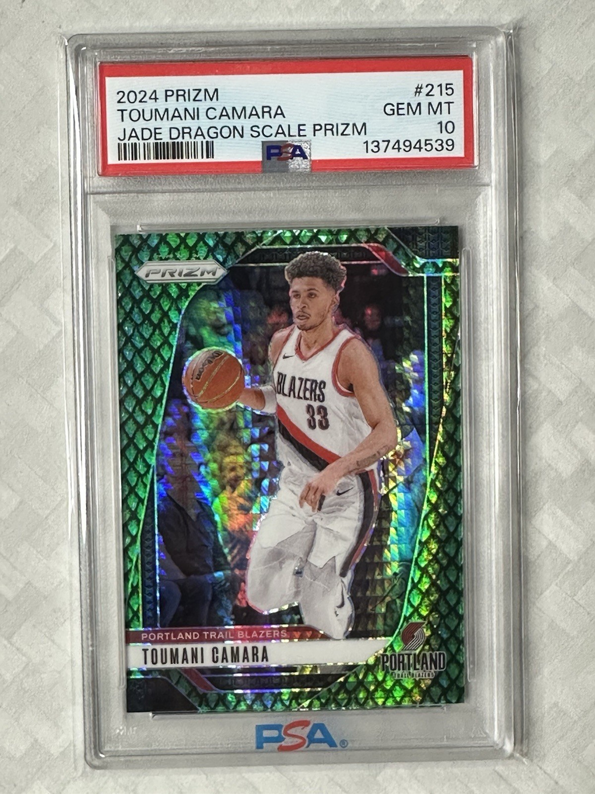 PSA Pop 1 – 2024 Prizm – /48 Toumani Camara #215 Jade Dragon Scale Prizm