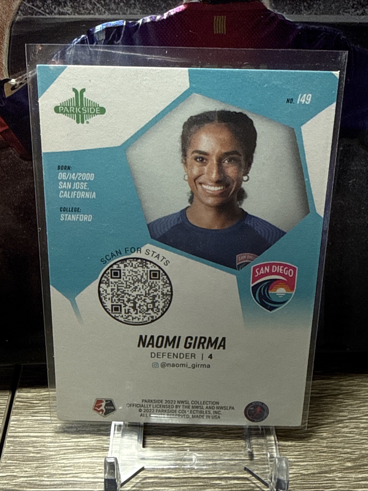 Naomi Girma IP Signed Auto Autograph Uefa USA NWSL Chelsea San Diego Wave FIFA