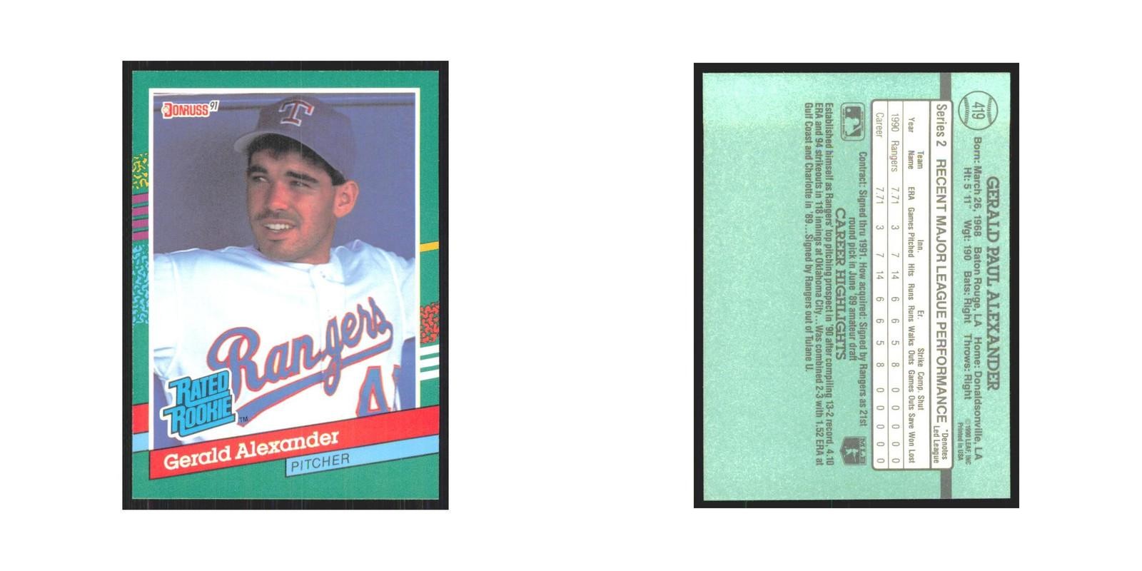 1991 Donruss Gerald Alexander RC Rangers #419