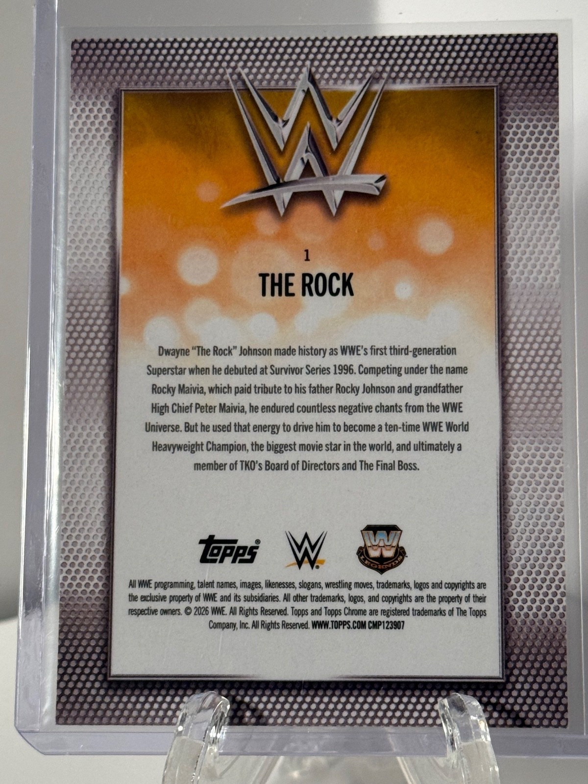 2026 Topps Chrome WWE #1 The Rock Magenta Refractor #d /399