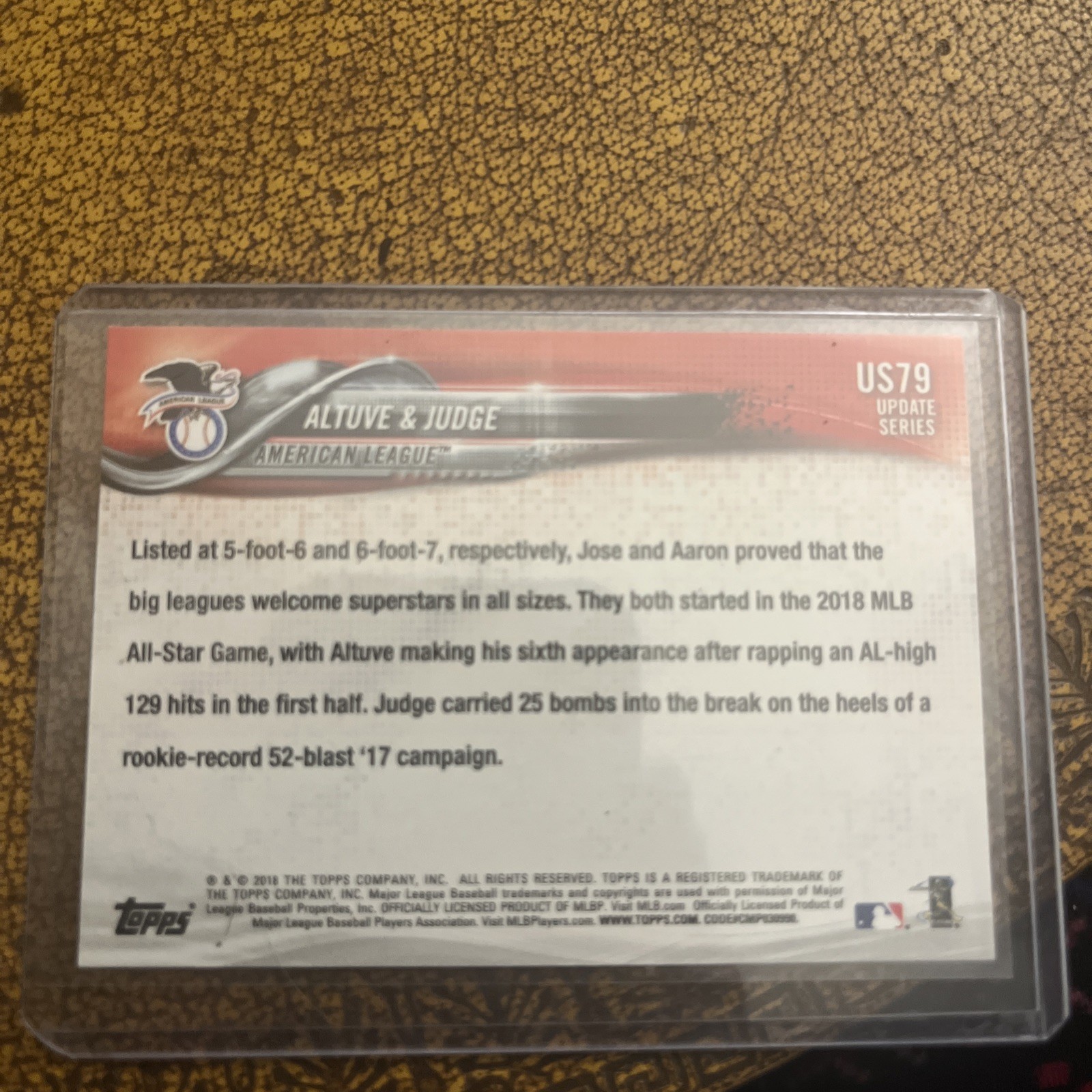 2018 A.JUDGE/J. ALTUVE TOPPS UPDATE RAINBOW FOIL #US79 GEM MT 10 POP-18 “”MVP””