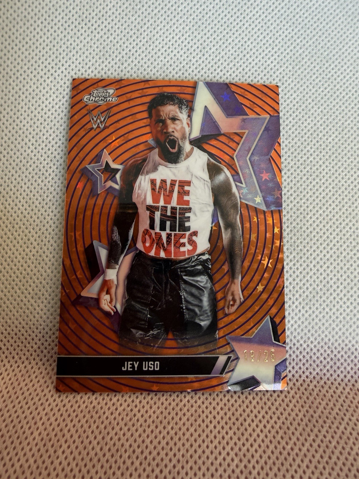 2026 Topps Cosmic Chrome WWE Jey Uso Starfractor SP Orange Galactic /25