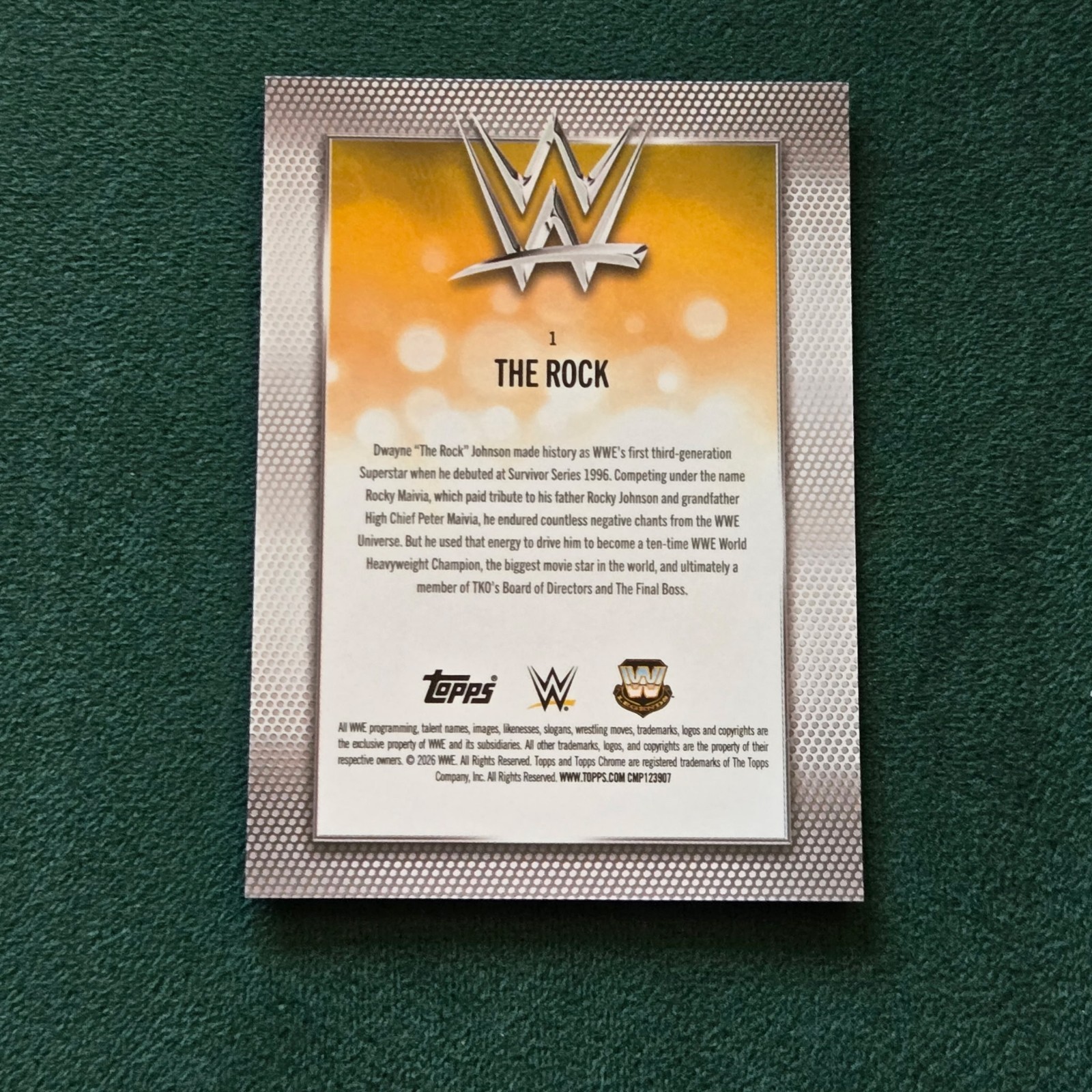 2026 Topps Chrome WWE THE ROCK FROZEN FRACTOR -1/0 SSP RARE Legend!!