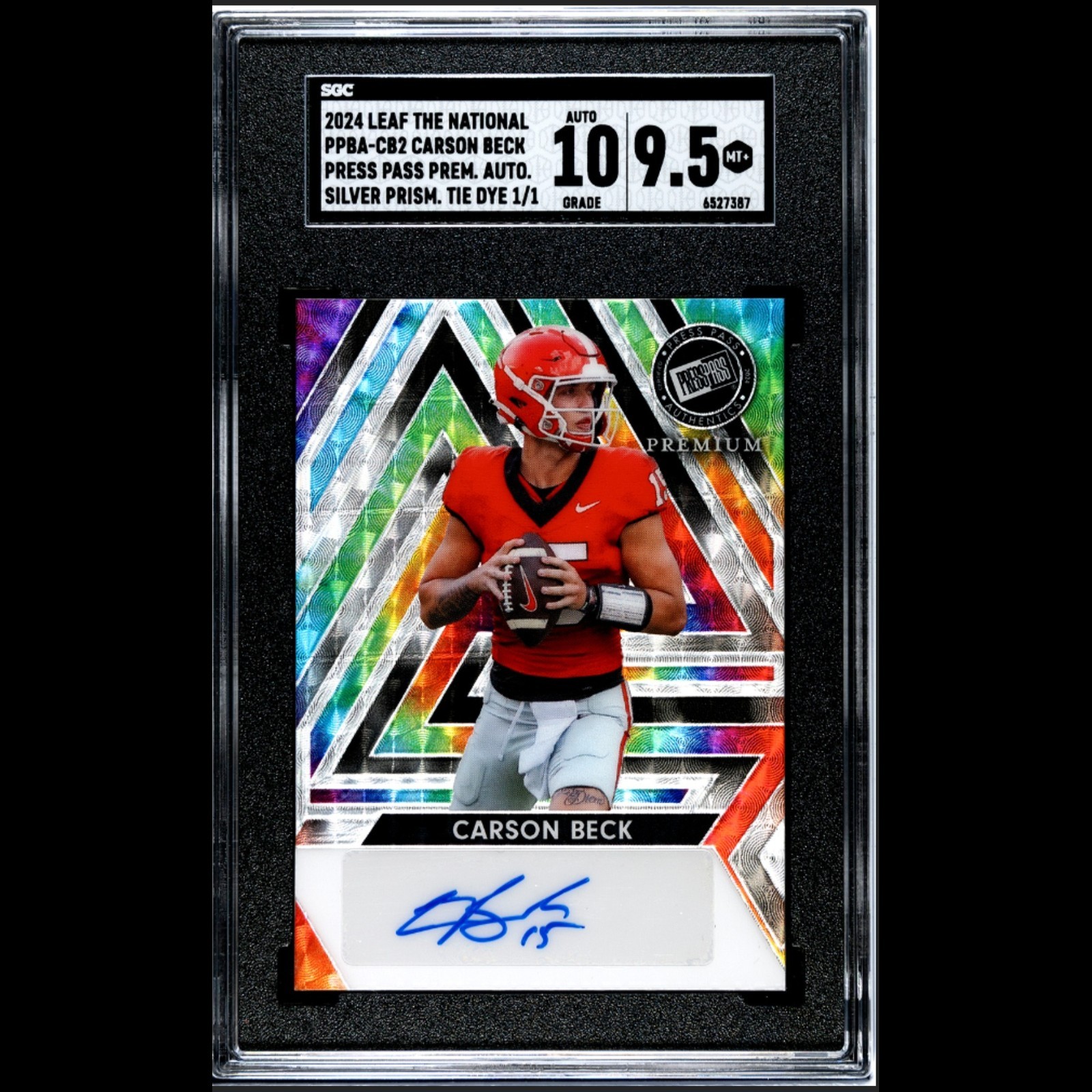 2024 Leaf The National Tie-Dye Carson Beck 1/1 Silver Prism Superfractor Auto /1