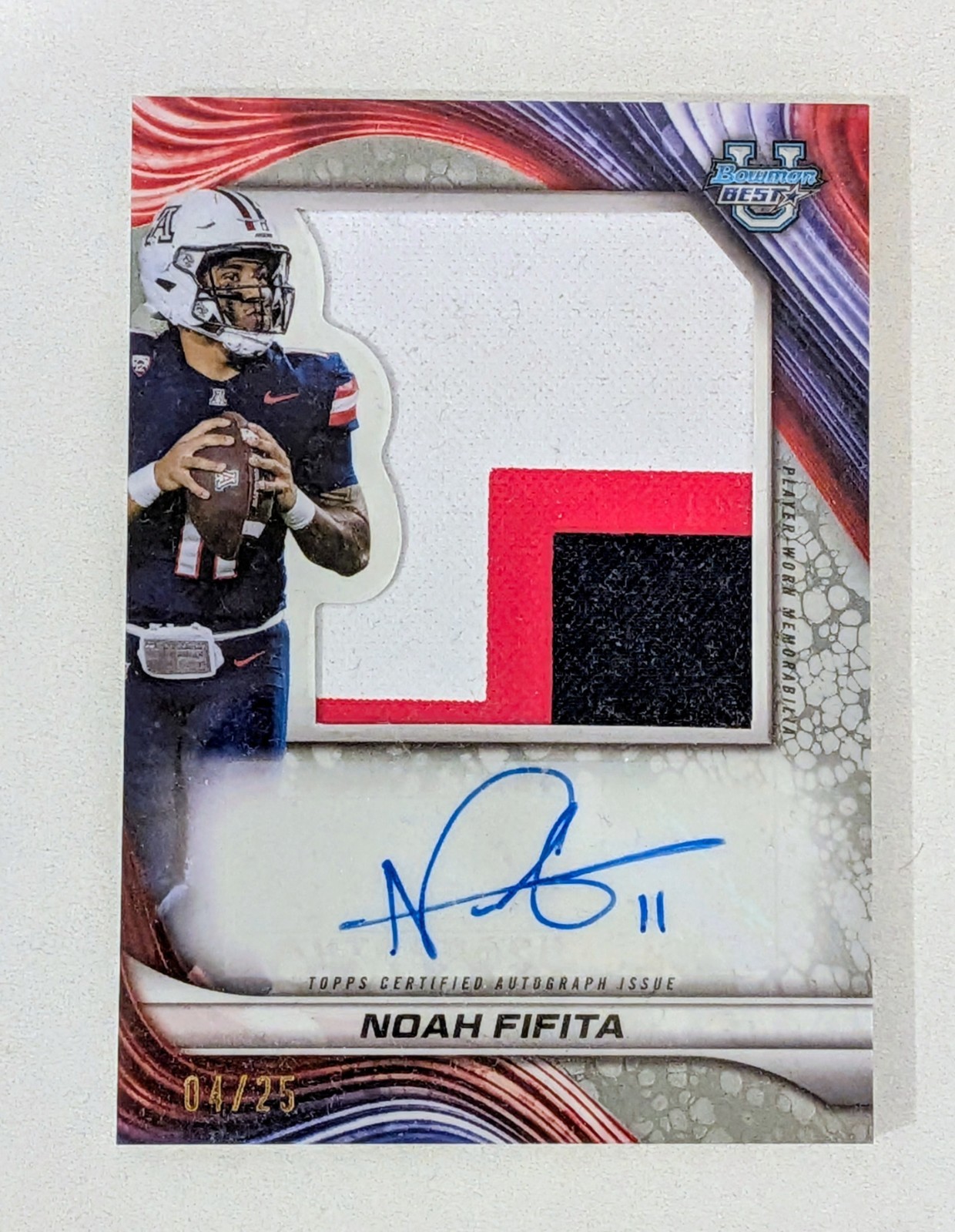 Noah Fifita /25 Auto 2024 Bowman’s Best University Game Used Jumbo Relic
