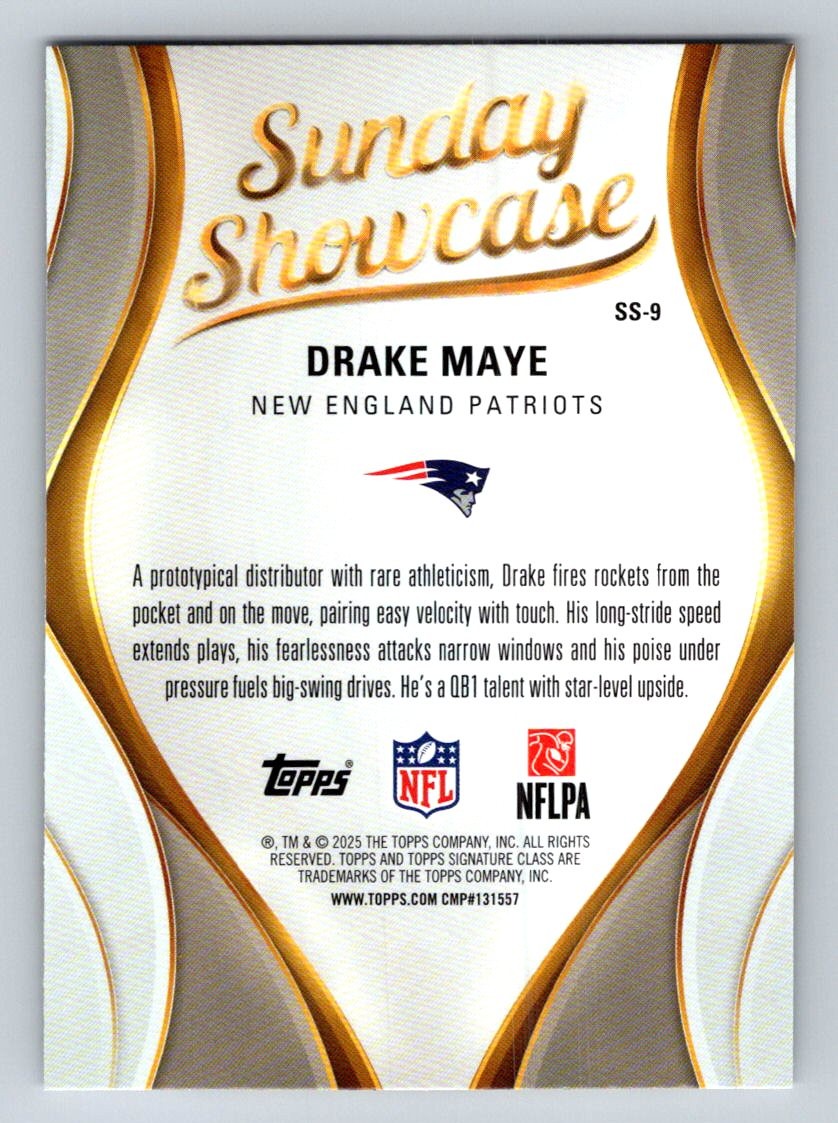 2025 Topps Signature Class #SS-9 Drake Maye Sunday Showcase
