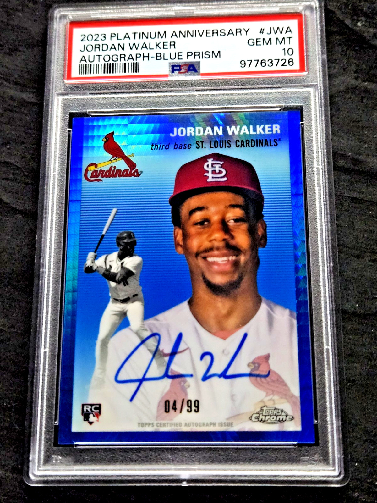2023 Jordan Walker Platinum Anniversary Auto /99 Rookie Refractor RC PSA 10 GEM