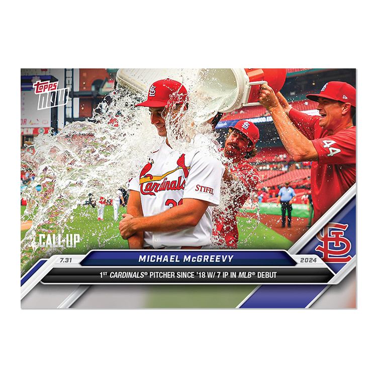 2024 Topps Now 500 Michael McGreevy 1st Card’s Pitcher 7 Inning Debut-Free Ship!