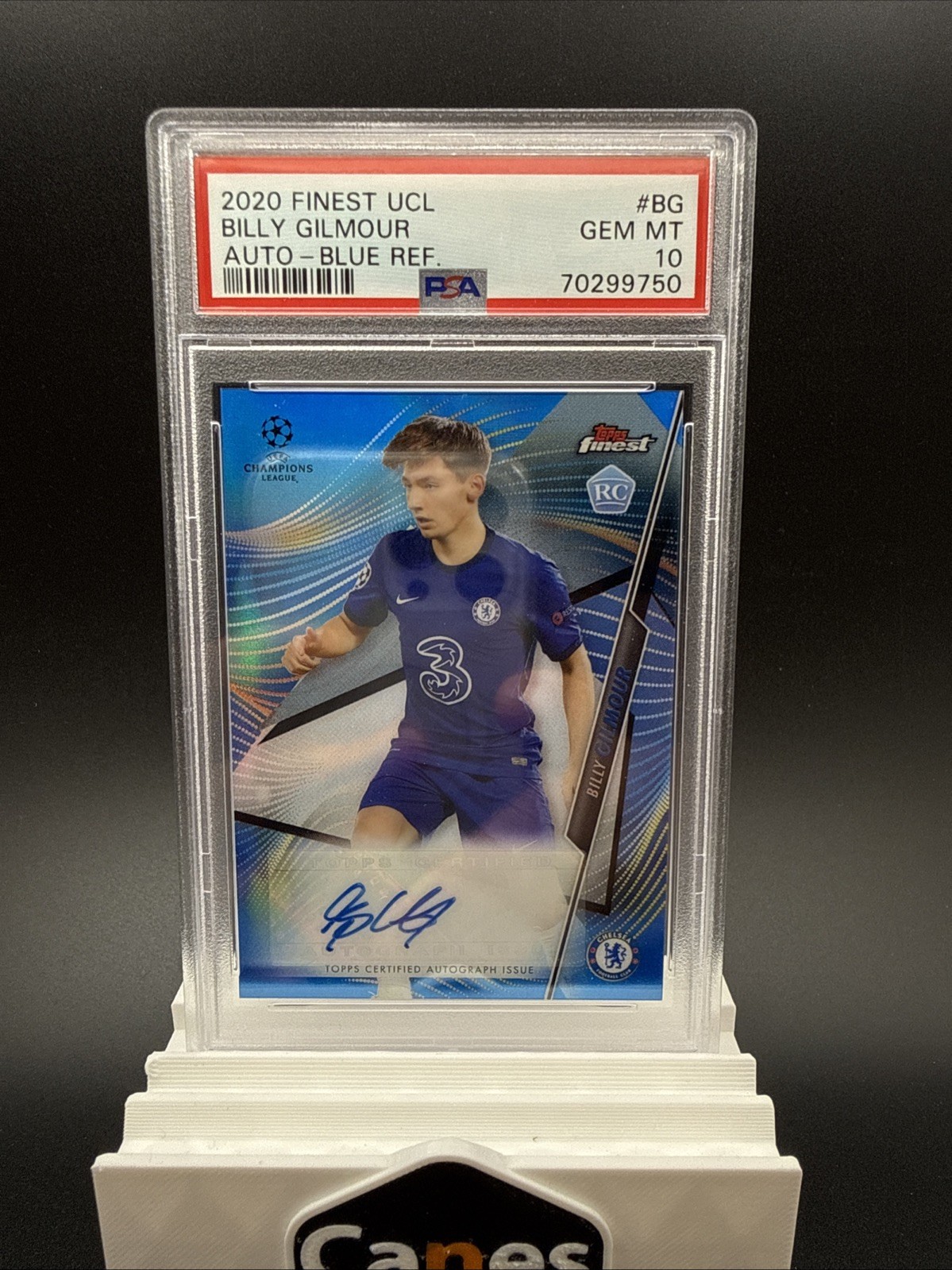 2020-21 Topps Finest Finest Autographs Billy Gilmour Blue Refractor Chelsea /150