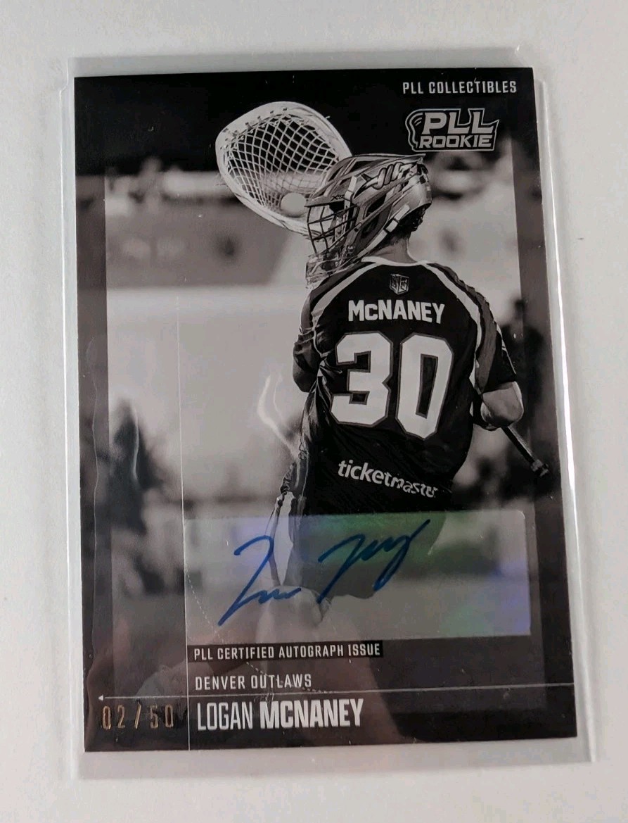 Logan McNaney 2026 Premier Lacrosse Fieldside II PLL #61 B&W AUTO #2 /50 RC