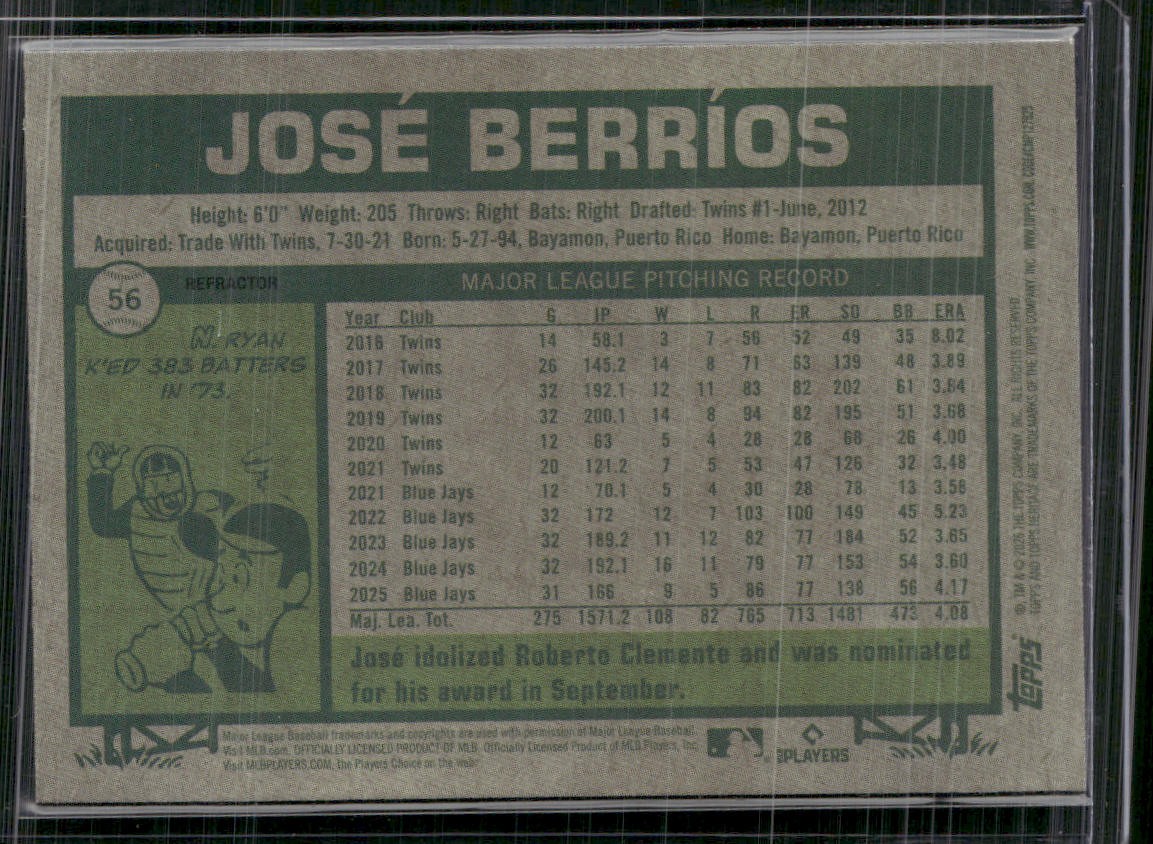 2026 Topps Heritage #56 José Berríos Chrome Refractors