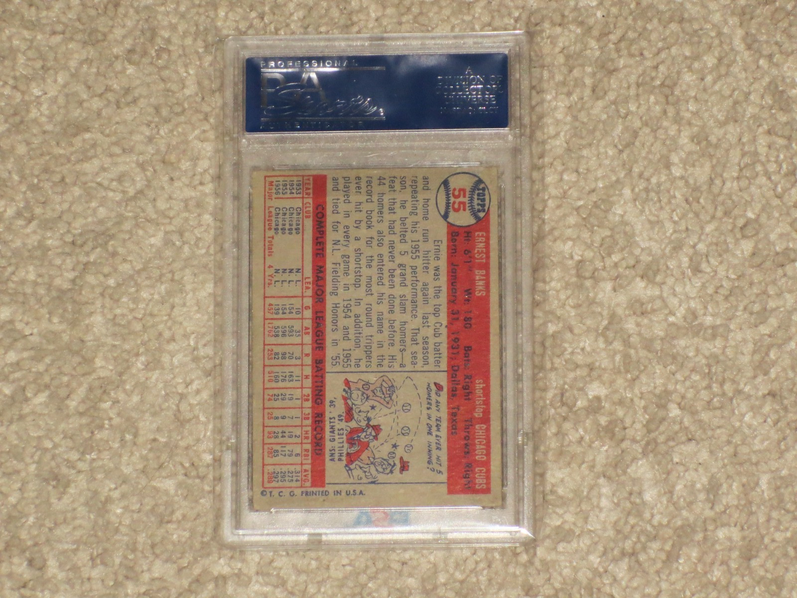 Ernie Banks 1957 Topps ICONIC Vintage Card Chicago Cubs #55 PSA 4