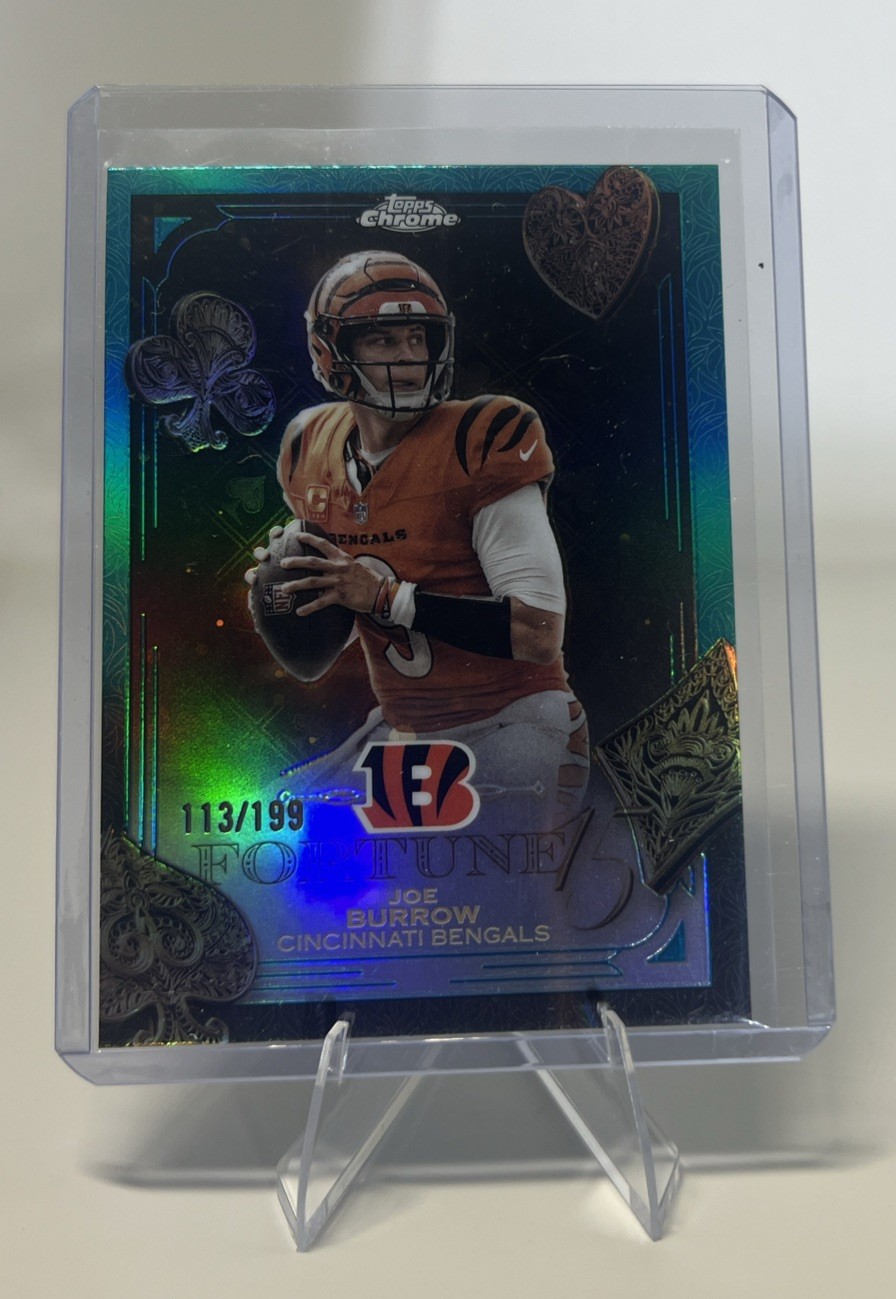 2025 Topps Chrome Joe Burrow Fortune 15 Teal Refractor /199 Cincinnati Bengals